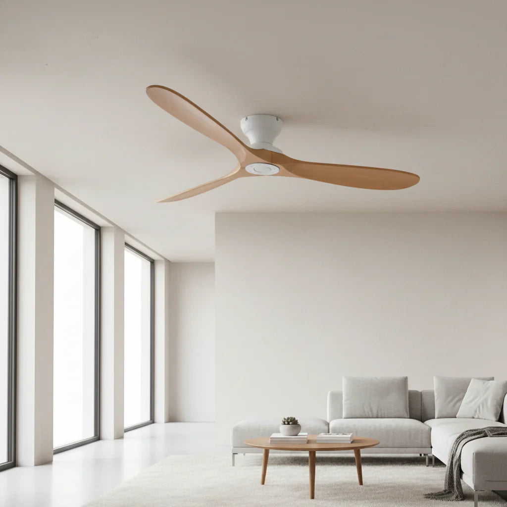 Bjorn — Ventilateur bois massif naturel et blanc