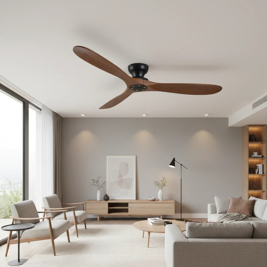 Vidar — Ventilateur bois massif foncé et noir