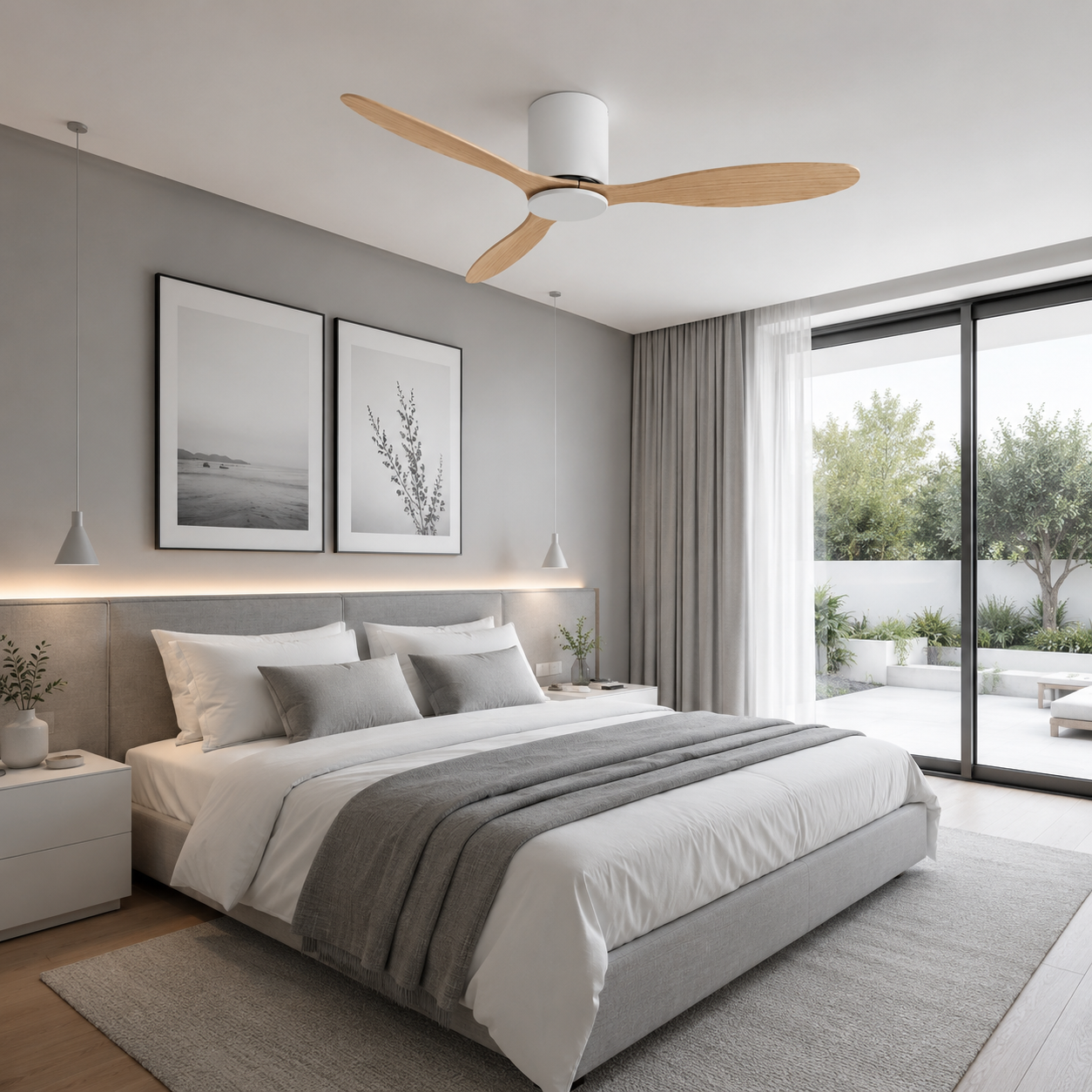Axiom — Ventilateur moteur DC blanc et bois clair