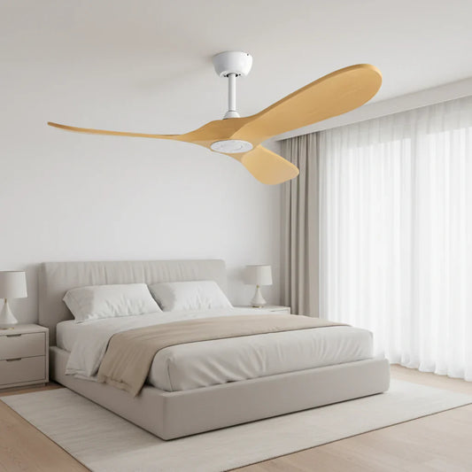 Lévant — Ventilateur vintage blanc et bois clair