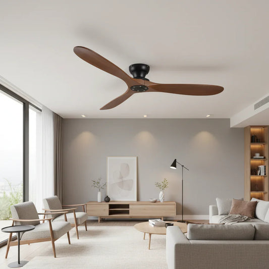 Vidar — Ventilateur bois massif foncé et noir