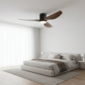 Selene — Ventilateur LED intégrée noir et bois foncé